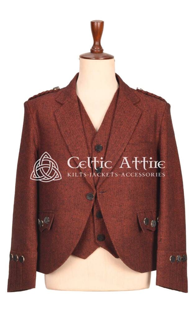 men’s Maroon Tweed Jacket and waistcoat