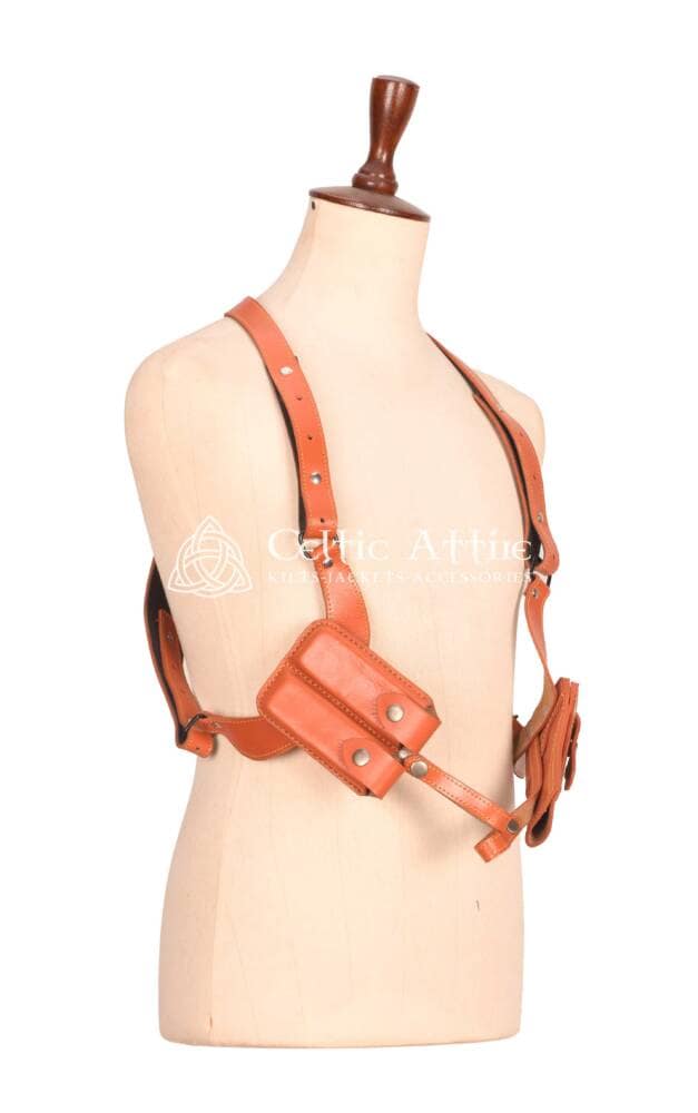 Men’s Vintage Brown Leather Shoulder Holster Rig