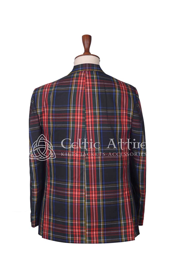 Black-Stewart-Tartan-Scottish-Jacket-Back-View