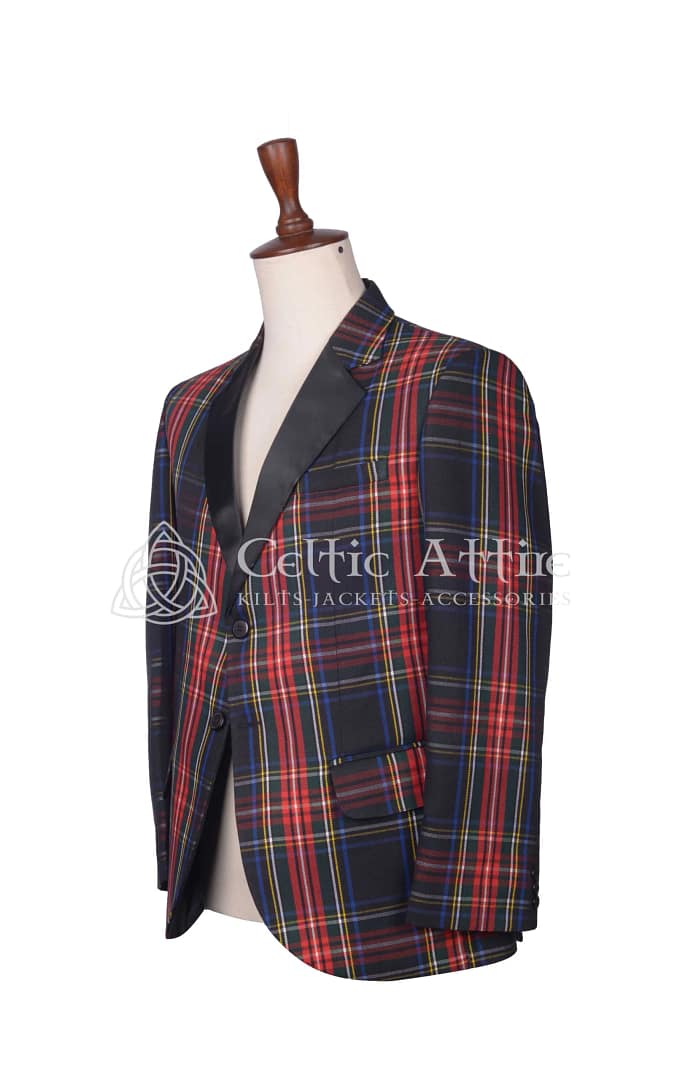 Black-Stewart-Tartan-Scottish-Jacket-Side-View