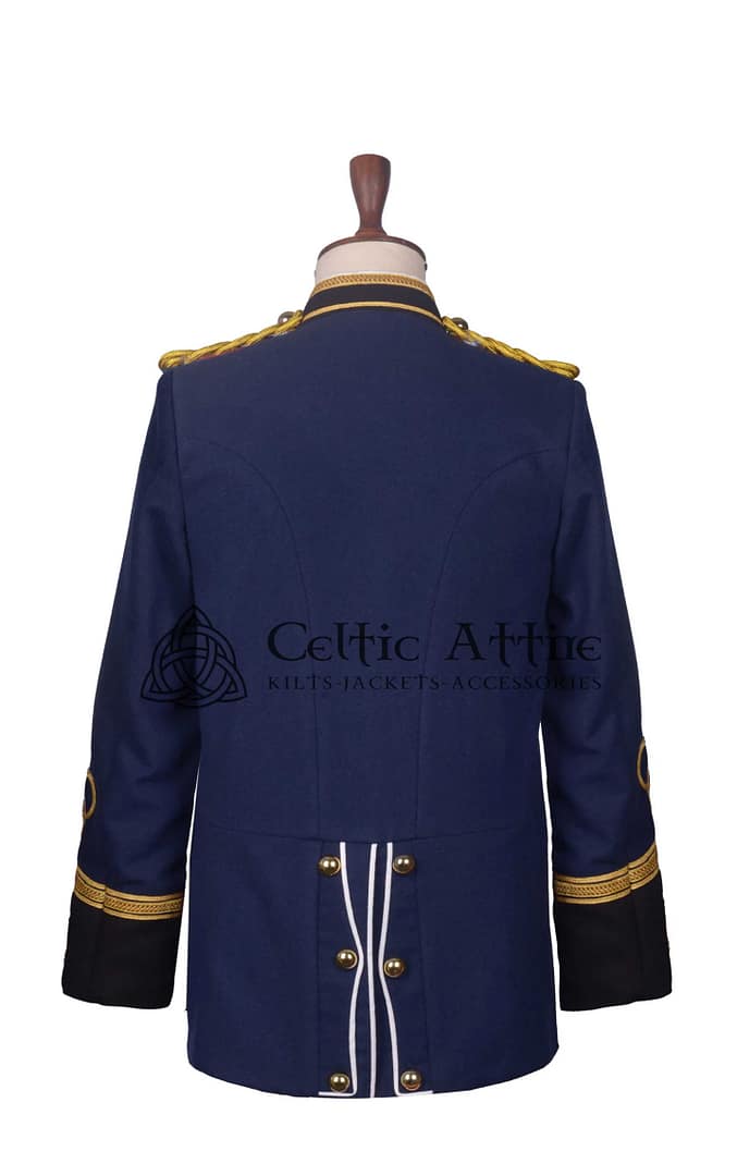 Navy Blue Wool Military Long Jacket
