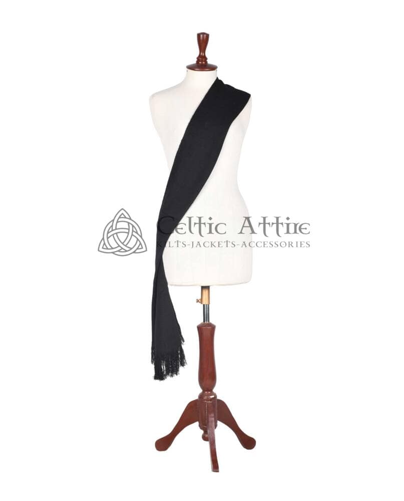 Solid Black Tartan Sash for Women