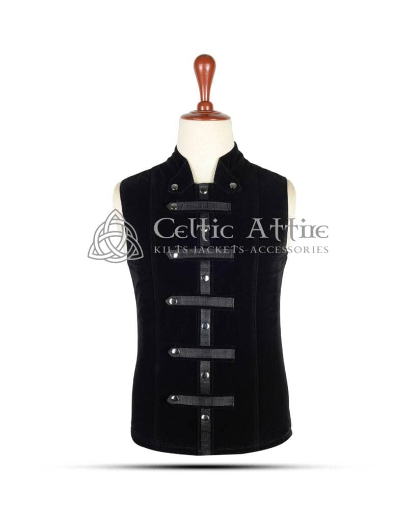 Black-Velvet-Punk-Rock-Sleeveless-Jacket Black Velvet Punk Rock Vest