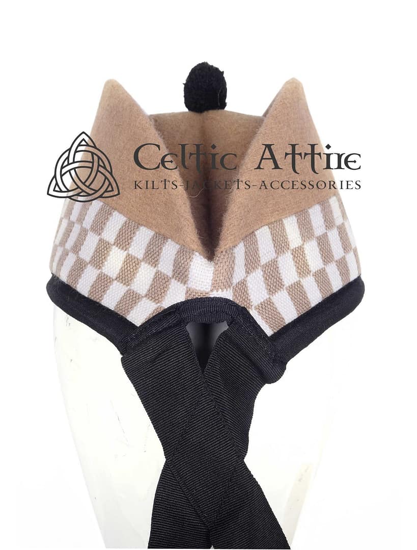Khaki-White-Diced-Glengarry-Cap