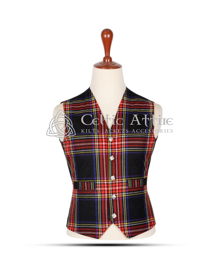 Stewart Black Tartan Waistcoat