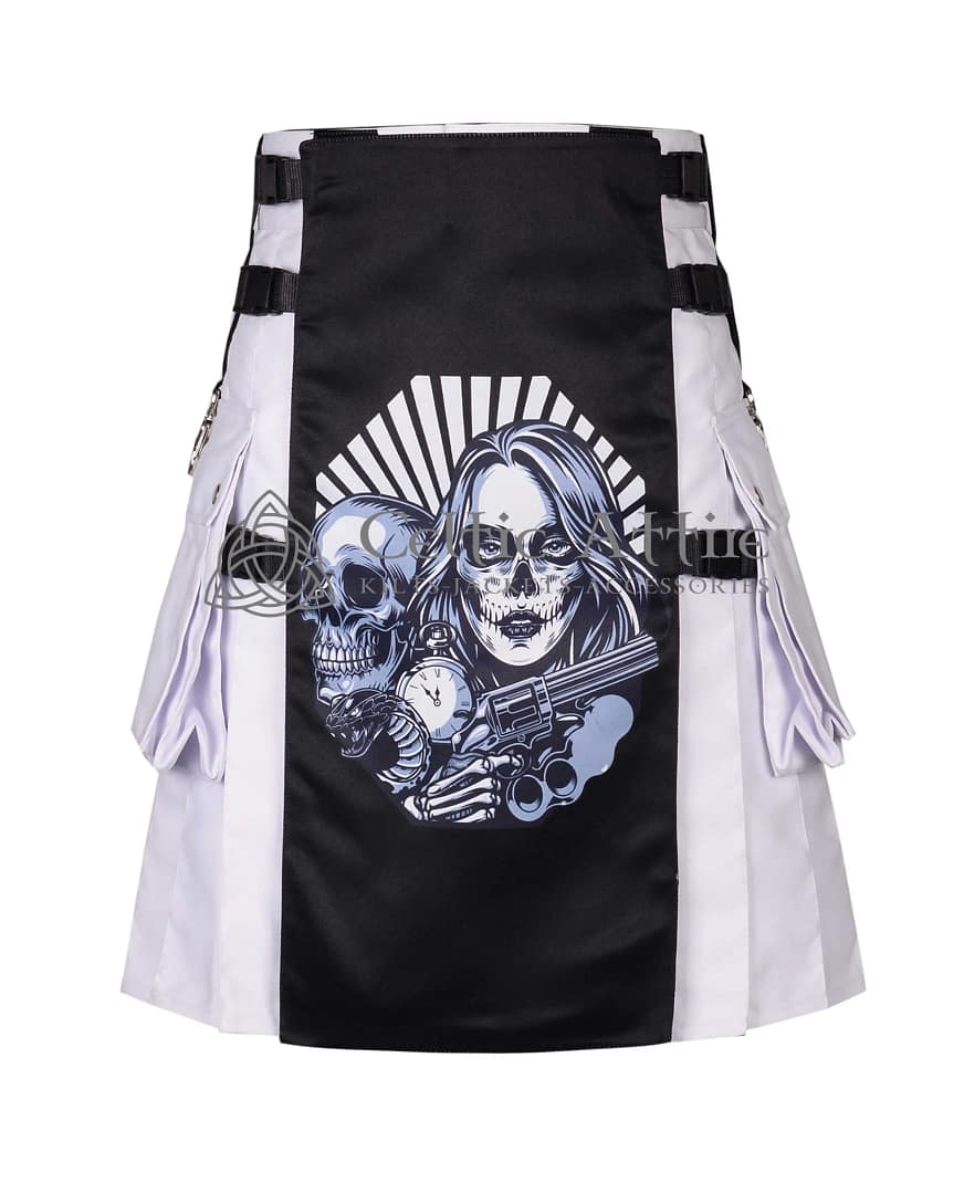 Angel of Death White Black Kilt