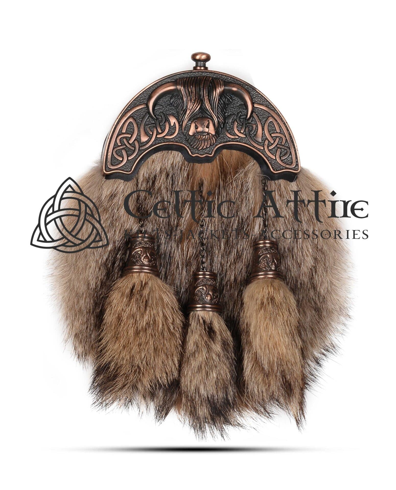 Coyote Fur Full Dress Sporran Bronze Highland Cow Cantle