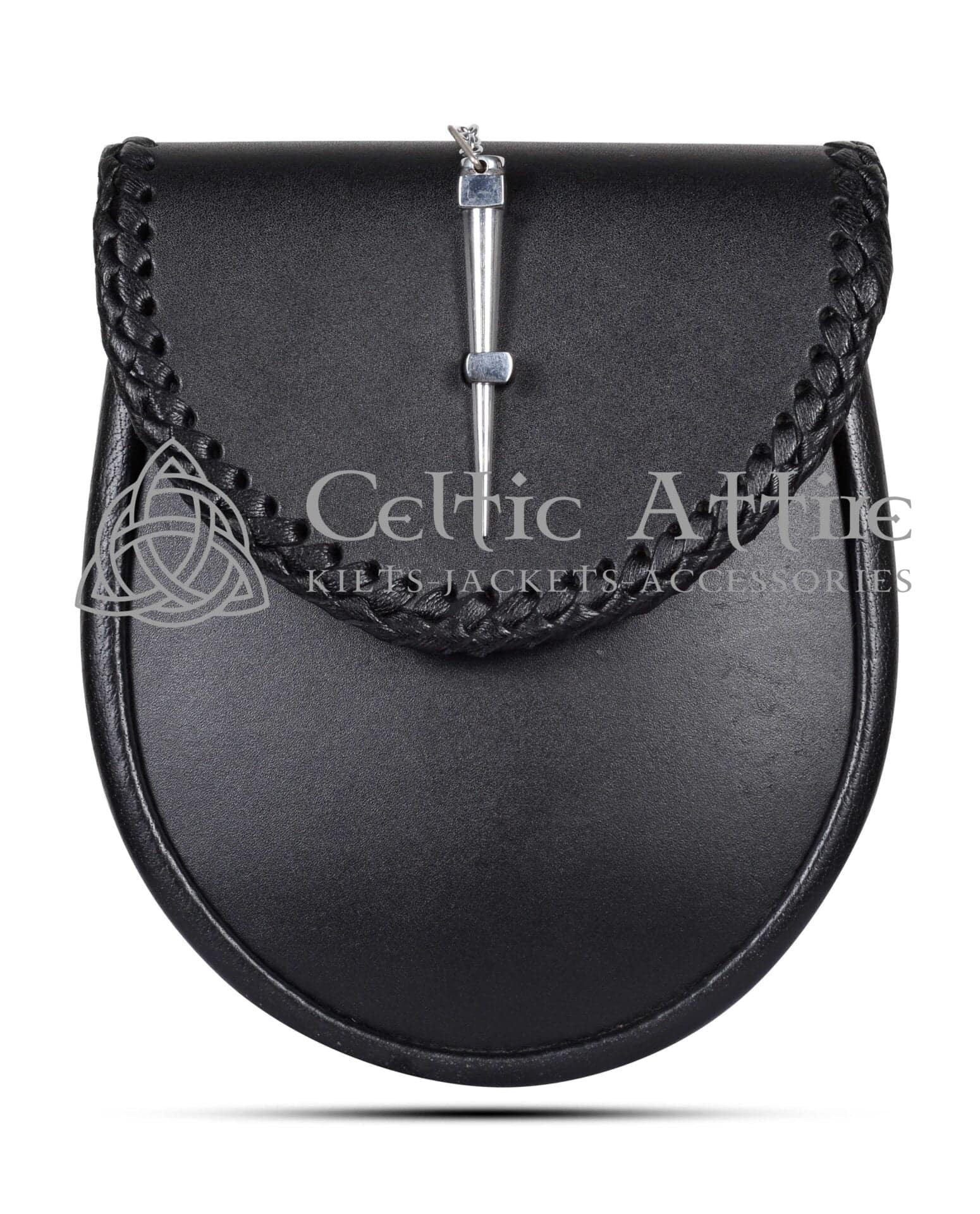 Black Leather Scottish Kilt Sporran Pin Lock