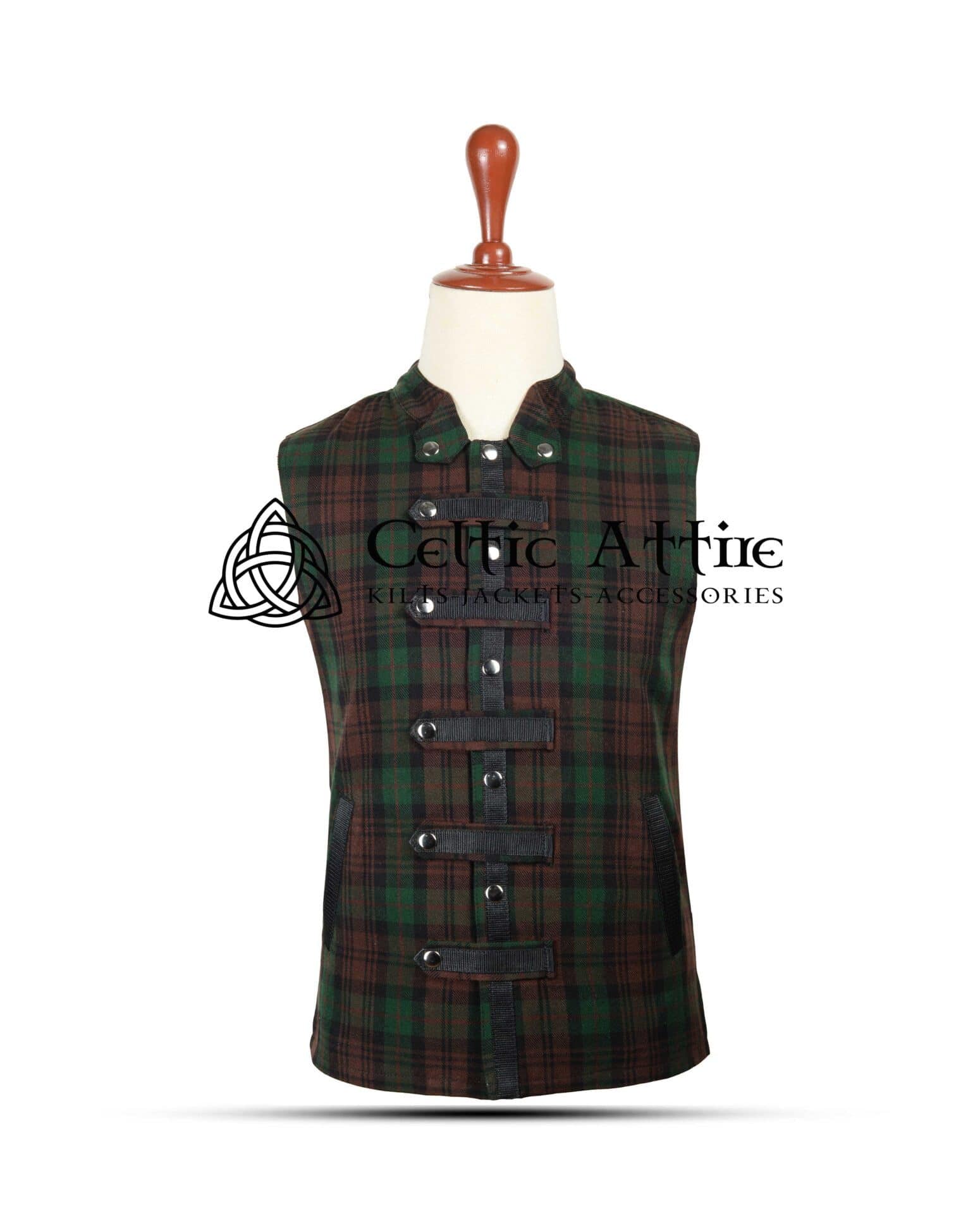 Brown Watch Tartan Punk Rock Waistcoat